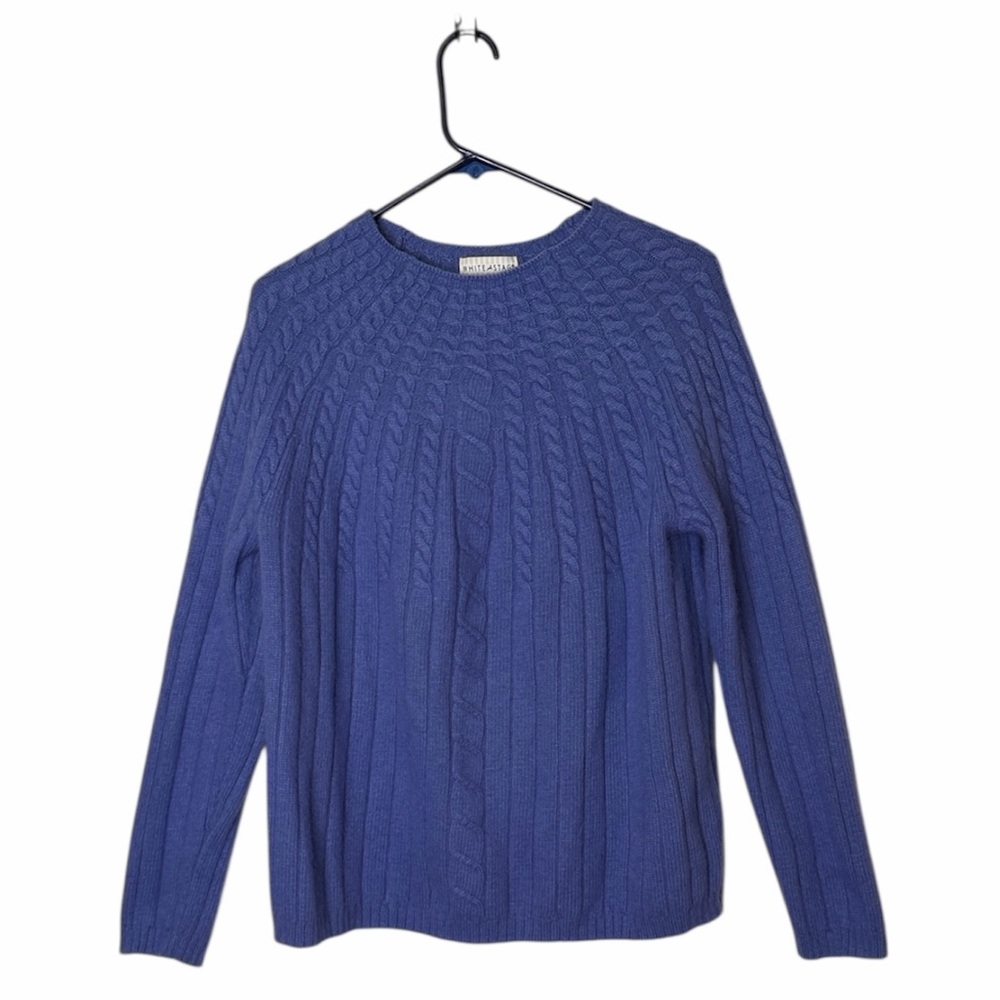 WHITE STAG WOMENS PURPLE CABLE KNIT SWEATER ANGORA AND LAMB WOOL SIZE XL 16/18